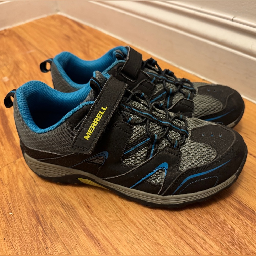 Merrell Trail Chaser Outdoor Hiking Black Blue Men's Shoes Size 5.5 M